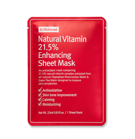 BY WISHTREND Natural Vitamin 21.5 % Enhancing Sheet Mask 23ml