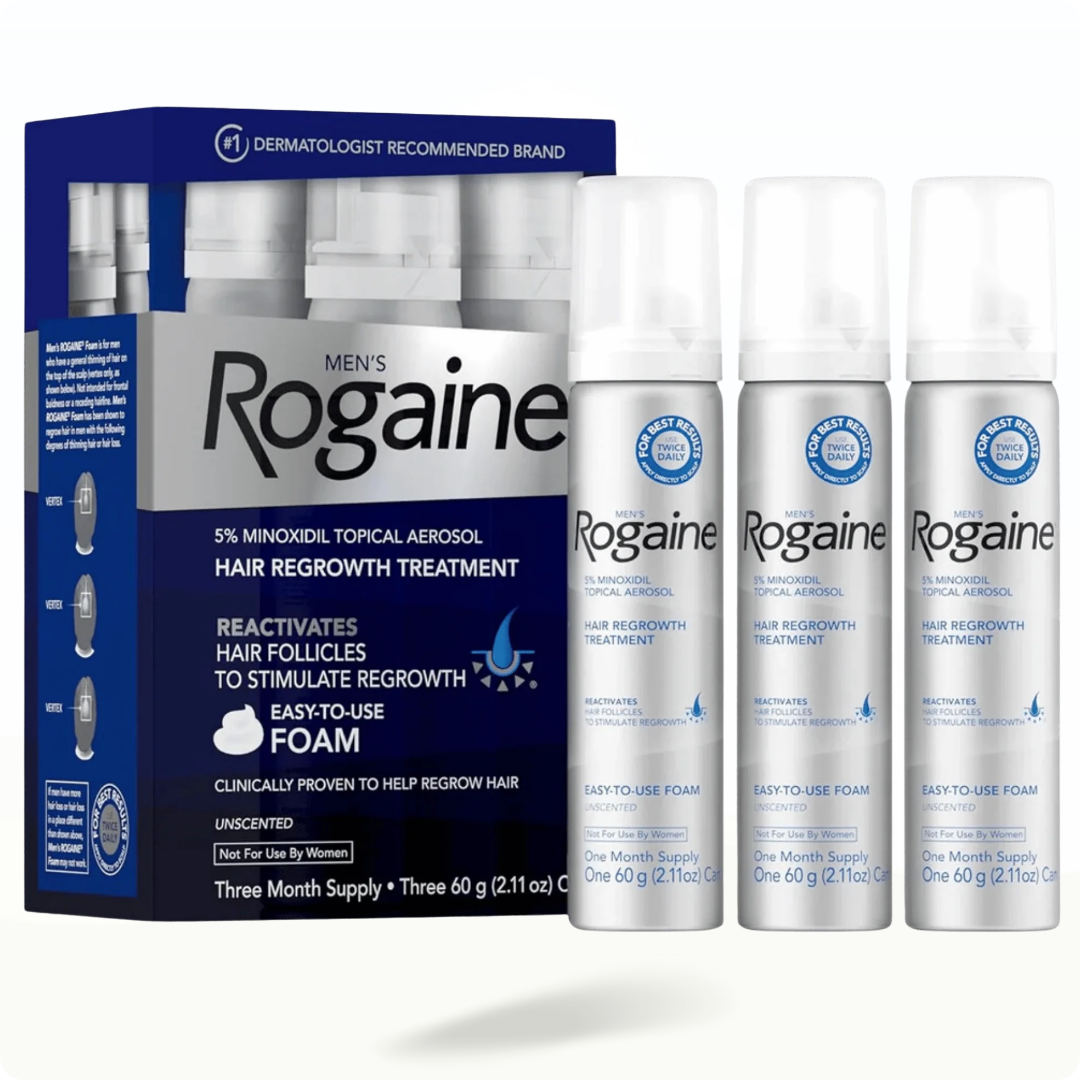 Rogaine Foam Men's Hair Regrowth Treatment 60g (3-Month Supply) - Modarak Qatar