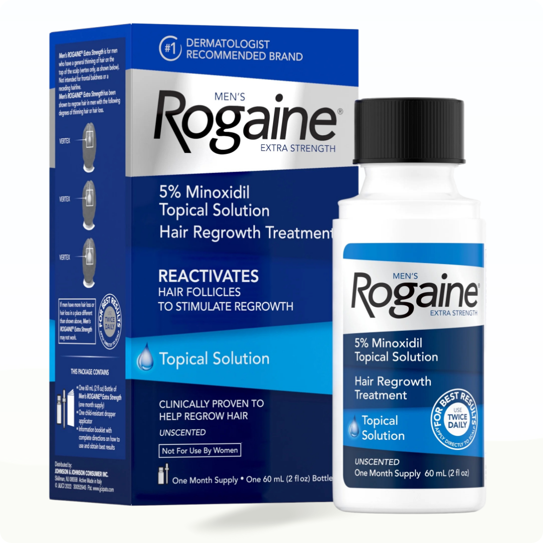 Men's Rogaine Extra Strength 5% Minoxidil Hair Growth Topical Solution, 1-Month Supply