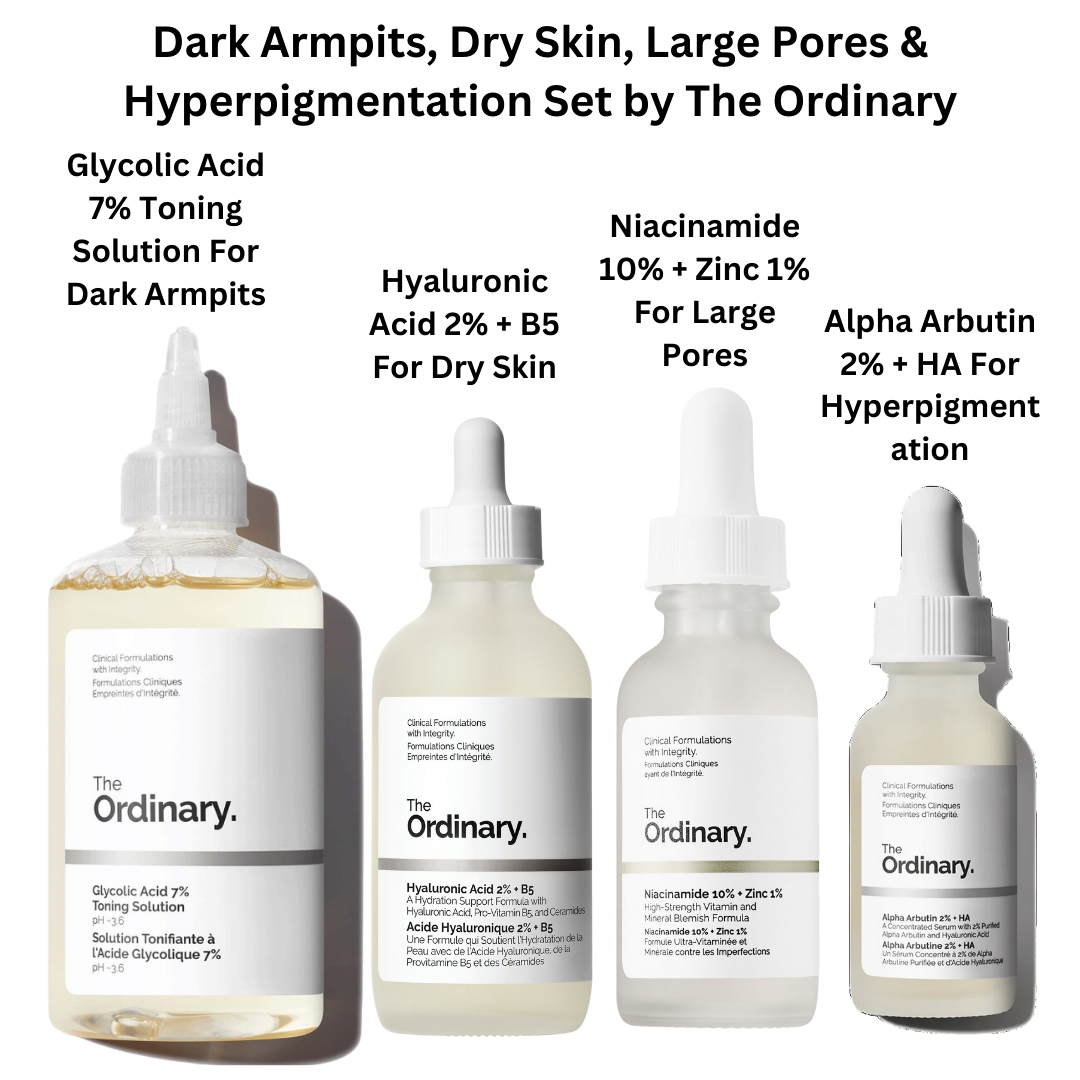 Dark Armpits, Dry Skin, Large Pores & Hyperpigmentation Set by The Ordinary