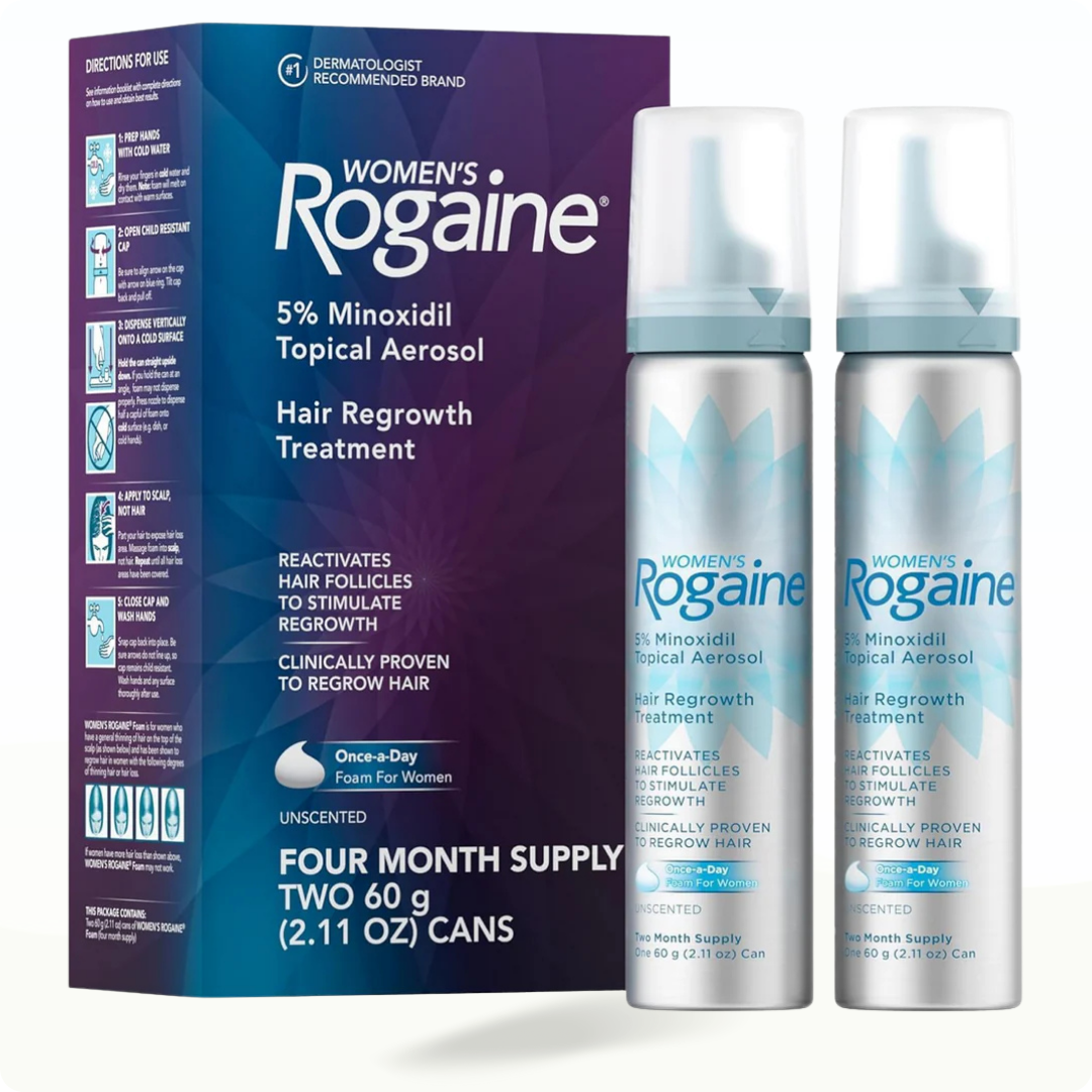 Rogaine for Women - Hair Regrowth 5% Minoxidil Foam 2 Month Supply - Modarak Qatar